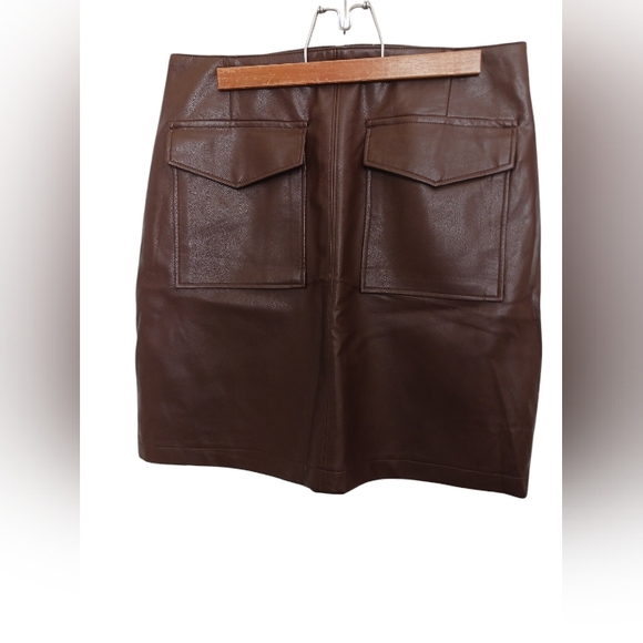 Dex x revolve Vegan Leather Mini skirt in espresso brown size medium NWOT - Picture 2 of 8